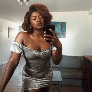 ASOS Gray Bardot vintage dress HOLIDAY SALE